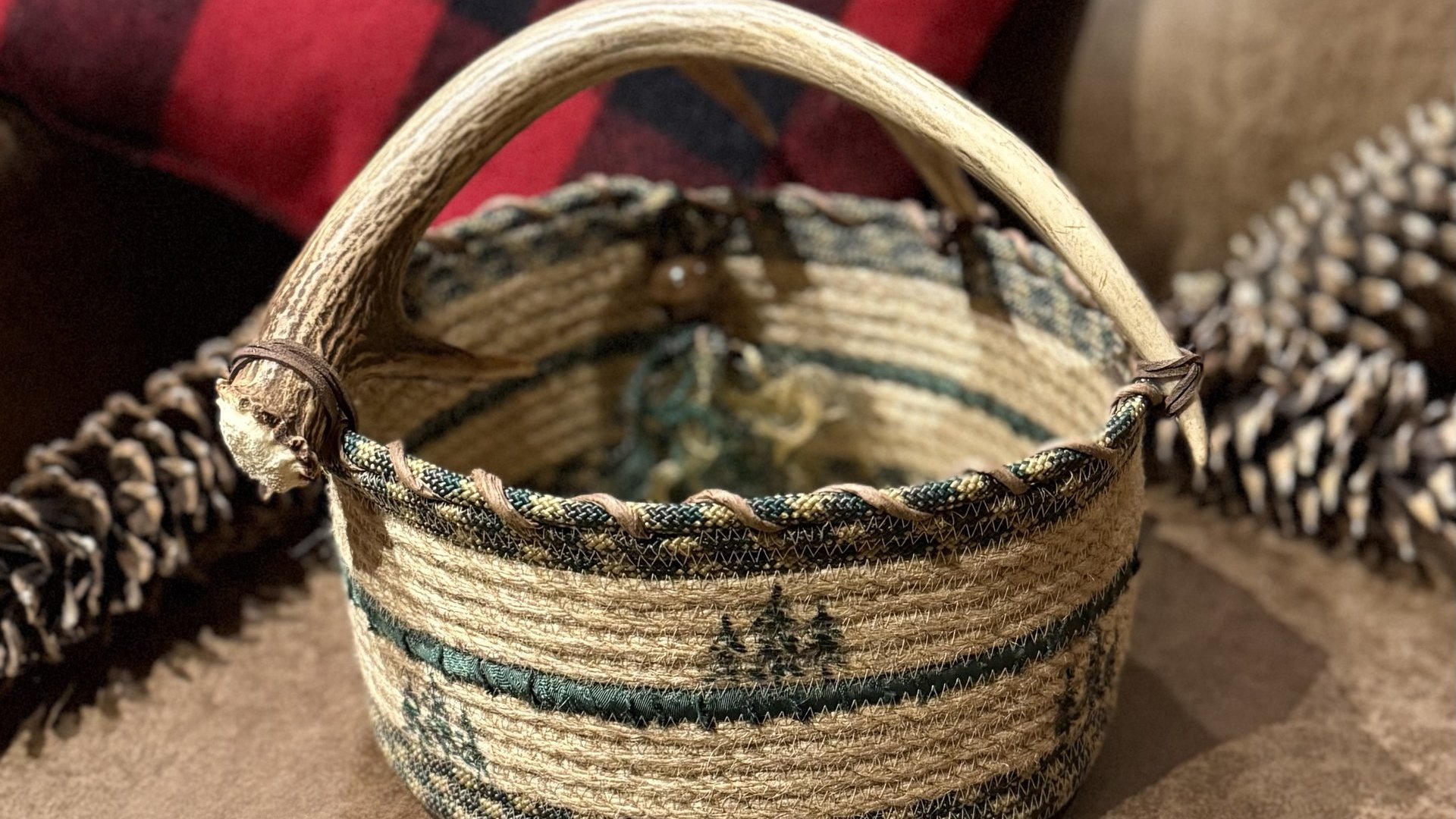 Antler Basket With Trees