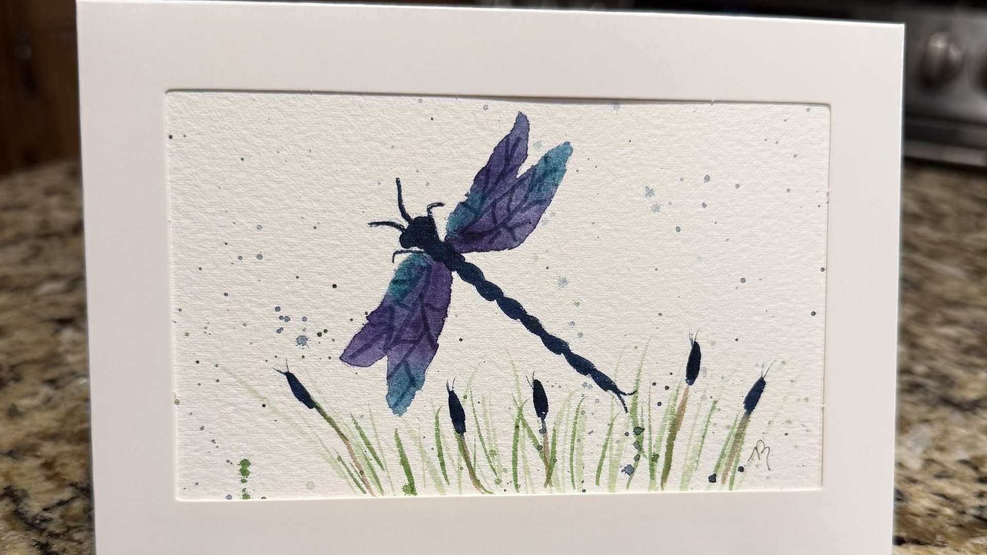 Dragonfly Watercolor Card~Original