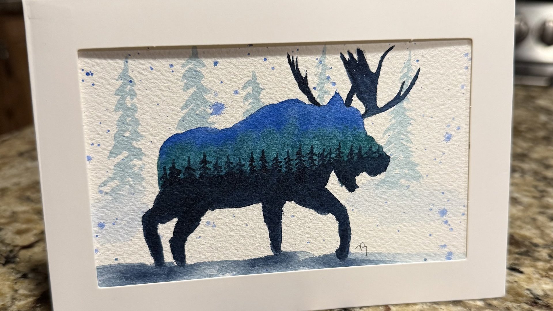 Moose Watercolor Card~Original