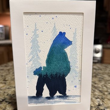 Mama & Cub Bear Watercolor Card~Original
