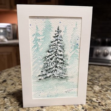 Snowy Tree Watercolor Card~Original