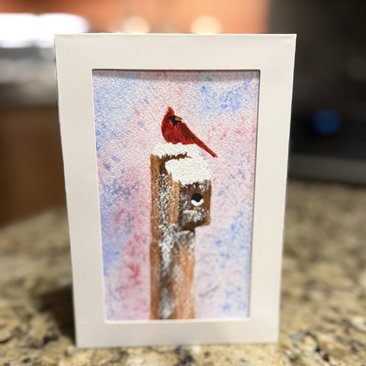 Cardinal Watercolor Card~Original